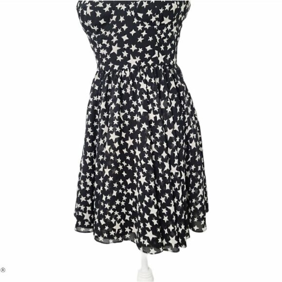 Pearl By Georgina Chapman of Marchesa Black White Stars Mini Strap Dress Size 2 - Picture 9 of 13